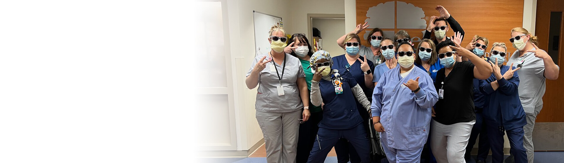 a group of nurses wearing sunglasses