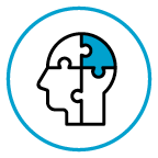 illustration of a head made up of puzzle pieces - emotional benefits icon