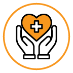 illustration of hands holding a heart with a cross in the middle - physical benefits icon