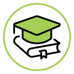 illustration of a graduation cap on a textbook - professional benefits icon