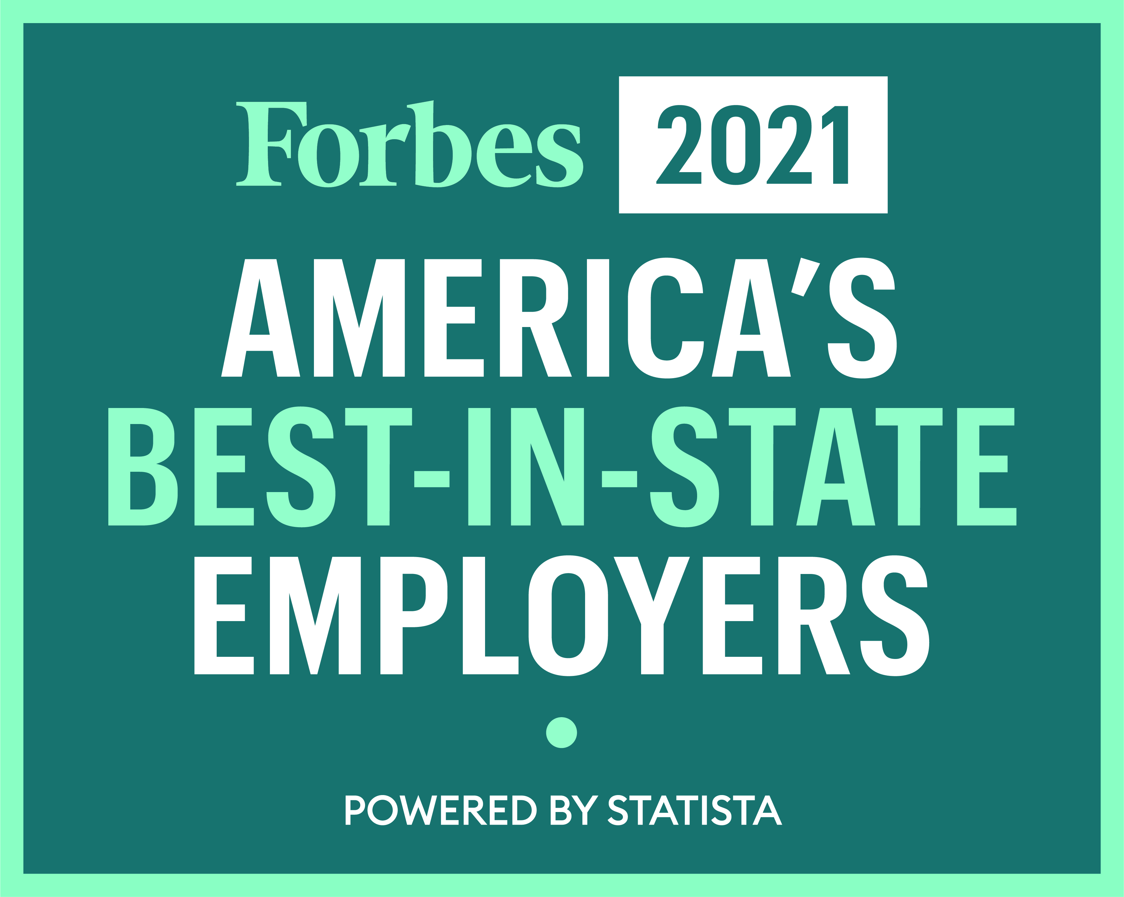 Green Forbes 2021 Best in state employers badge.